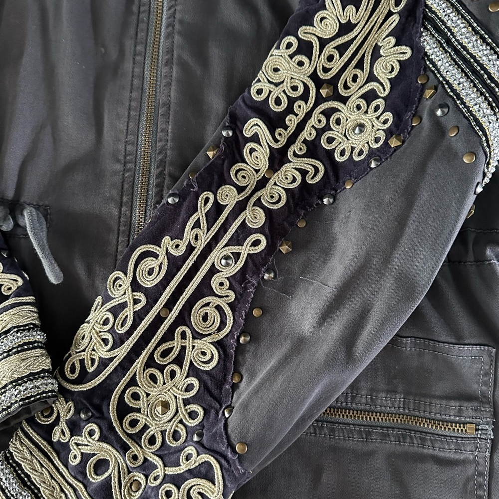 🌟 RARE! FREE PEOPLE Golden Quills Military Jacket in XS! - Picture 5 of 8